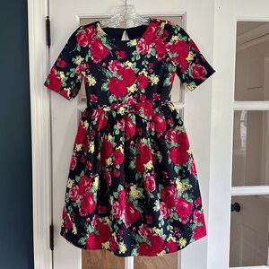 Janie and Jack Floral Dress with Open back and Waist Bow, Size 10.